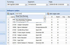 Deltageradmin med spiller dropdown illustrasjon